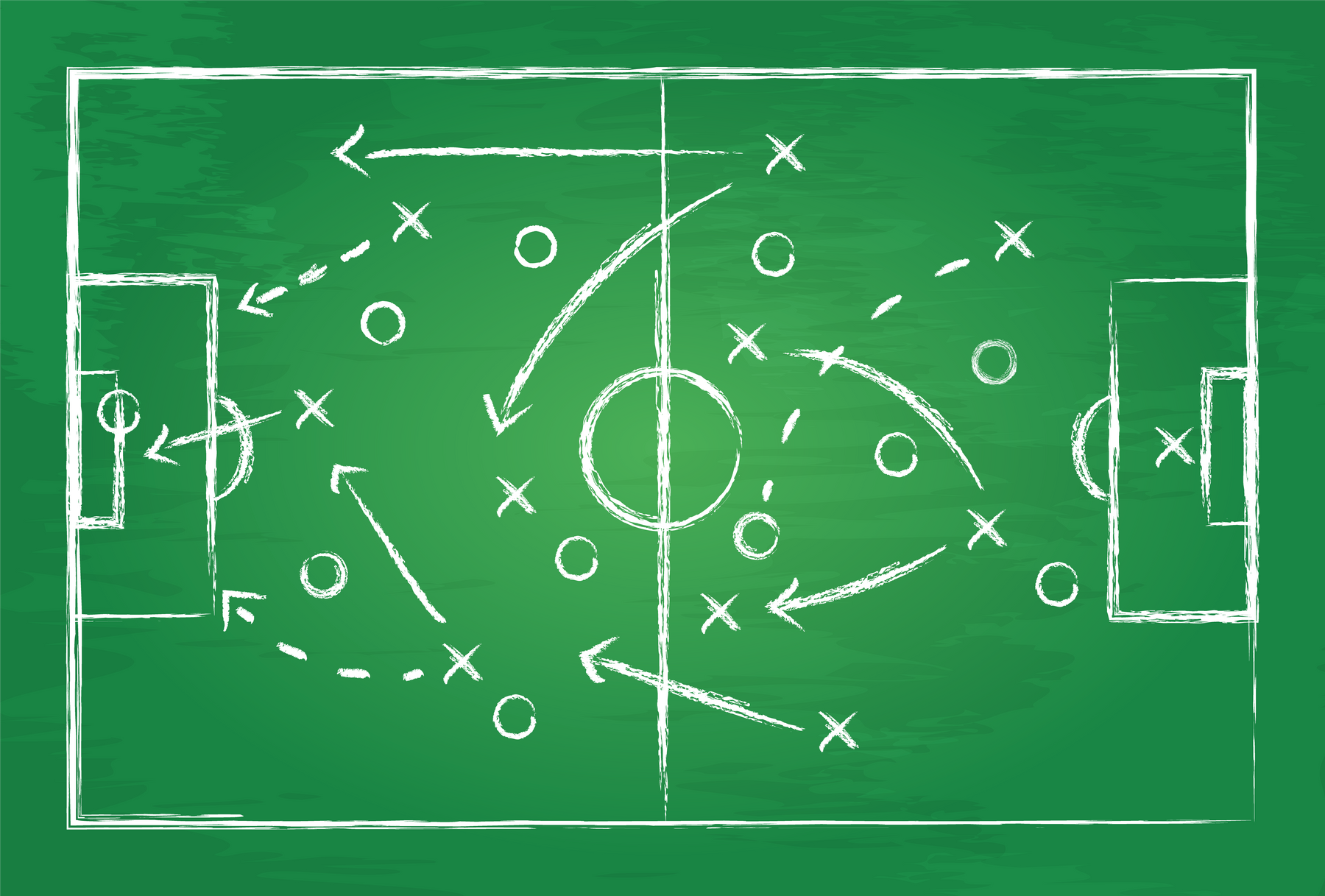 Soccer cup formation and tactic . Chalkboard with football game strategy